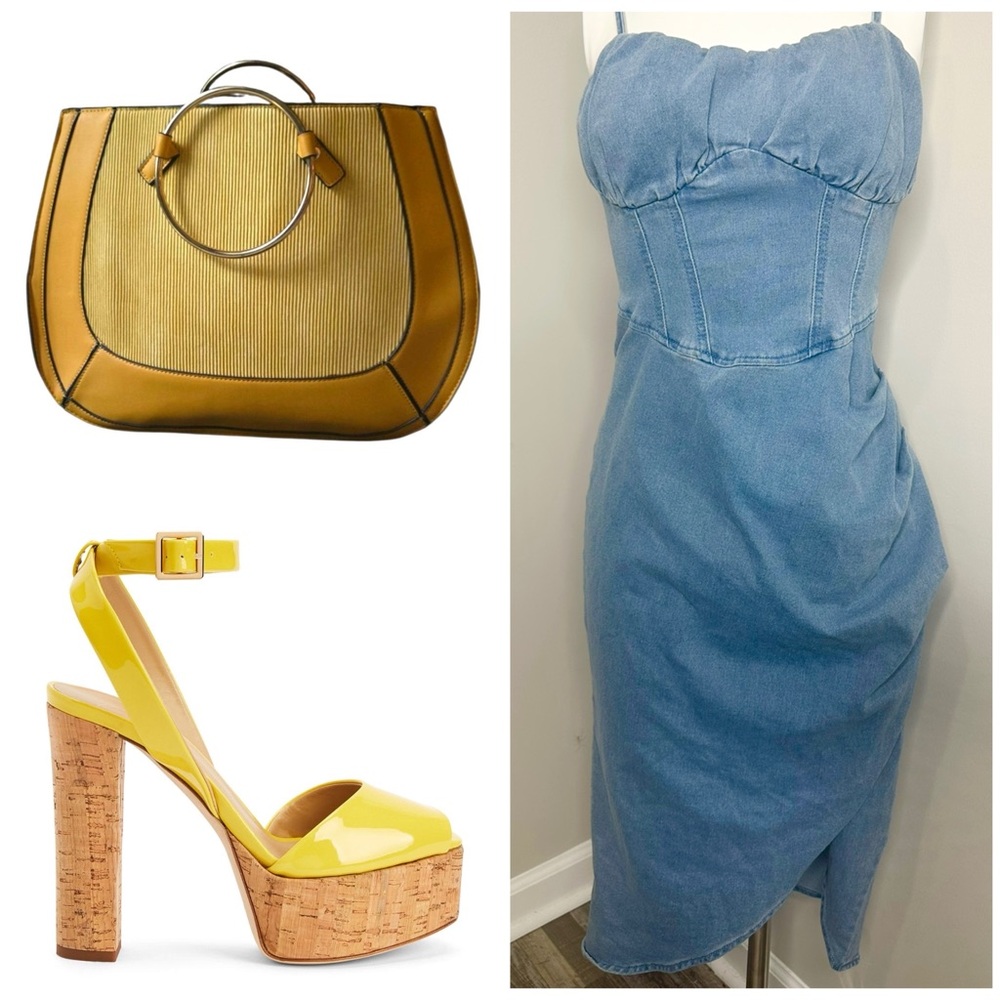 SHEIN DENIM MIDI DRESS- PRELOVED - LARGE